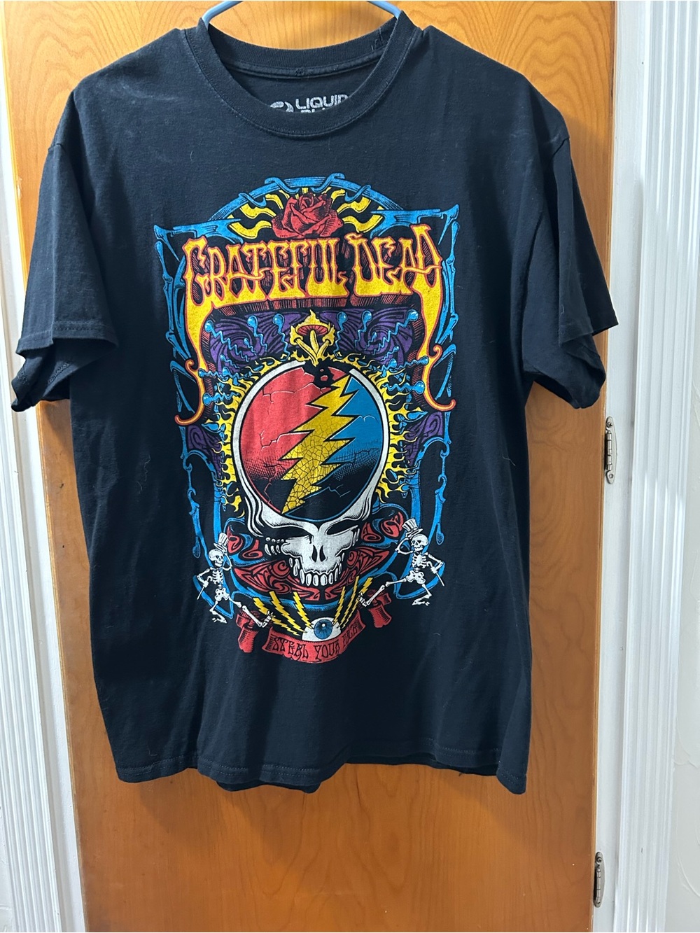 Liquid Blue Black Grateful Dead Lightning Skull Tee